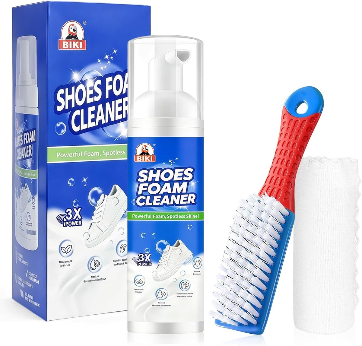 Schoenreinigingsset met 200ml No-Rinse Foam, Borstel en Doek voor Sneakers, Suède en Leren Schoenen, Verwijdert Vlekken en Vuil Efficiënt