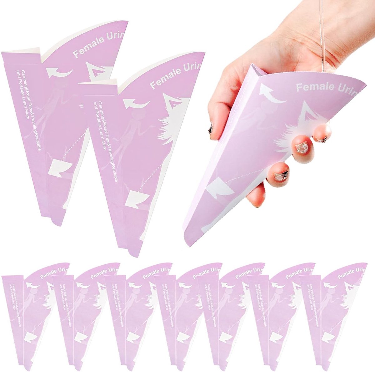 10 stuks papieren urinoirs voor vrouwen, handige plashulp voor onderweg, ideaal voor kamperen, wandelen en outdoor activiteiten