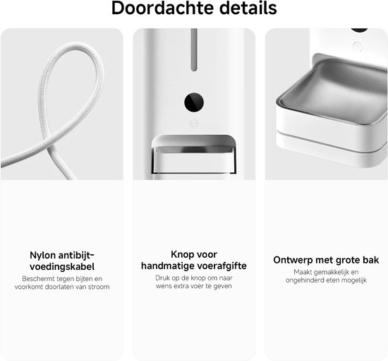 Xiaomi Smart Pet Food Feeder 2 | Automatische voerautomaat | 5L (2,5 kg) inhoud | LED-display met weegfunctie | RVS voerbak | Noodstroom op AA-batterijen | App-bediening — afbeelding 3