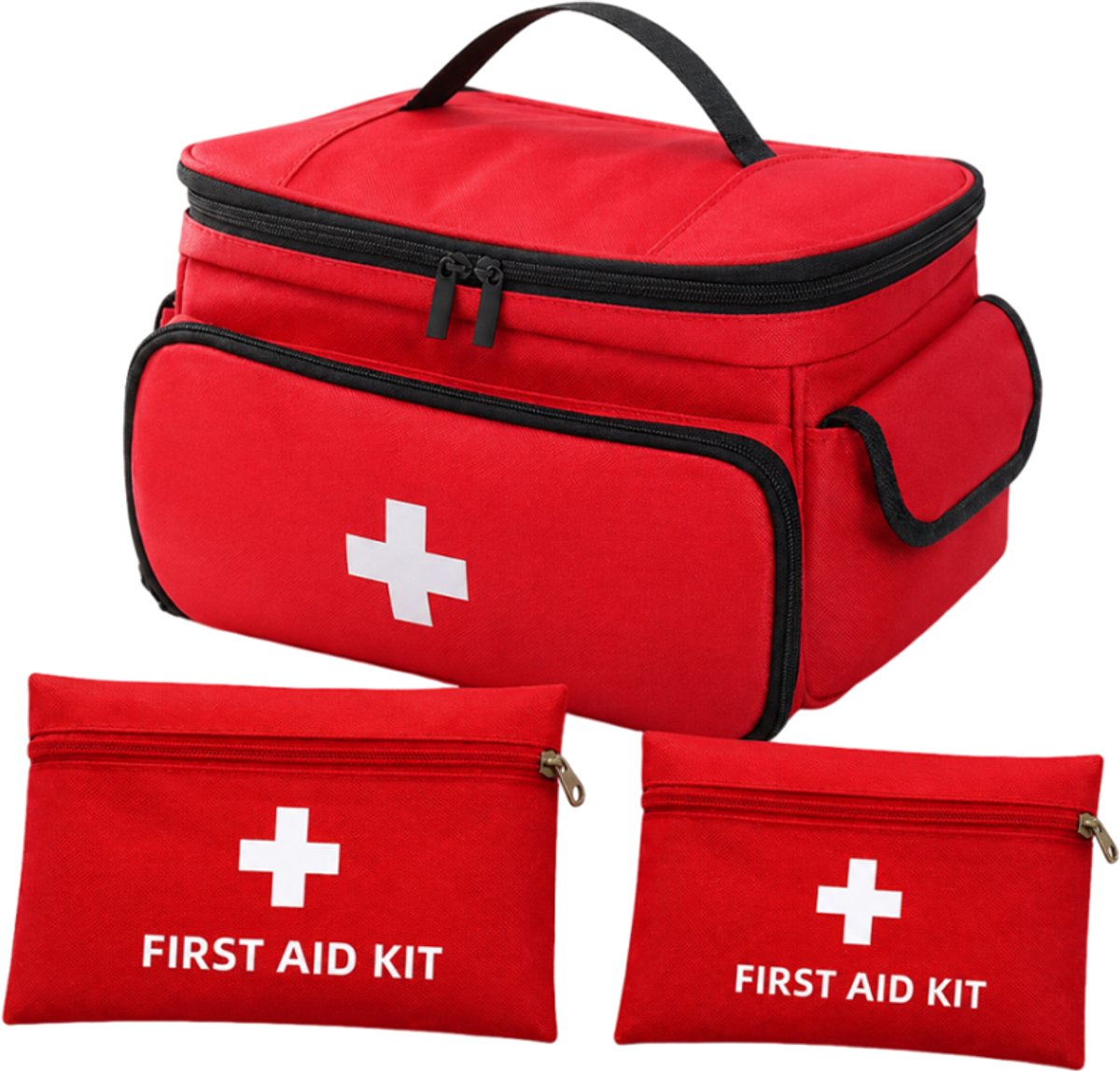 OUYLAF EHBO tas - EHBO tas set 3 stuks - ehbo kit - EHBO set leeg - Verbandtas Auto - verbanddoos - EHBO koffer leeg - eerste hulp tas - lege eerste hulp kit - EHBO opberg tas meerdere compartimenten - Rood