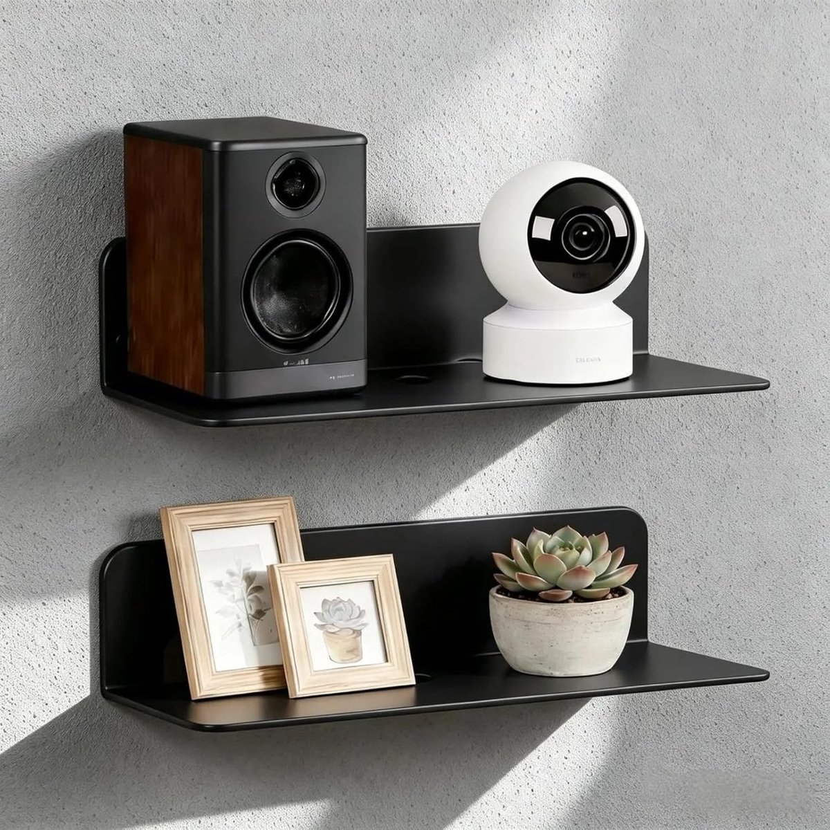 Set van 2 Wandplanken zonder Boren, Mini Wandplank van Acryl, Ideaal voor Slaapkamer en Woonkamer, Inclusief 8 Dubbelzijdige Plakfilms, 22.8 × 8.8 × 6 cm