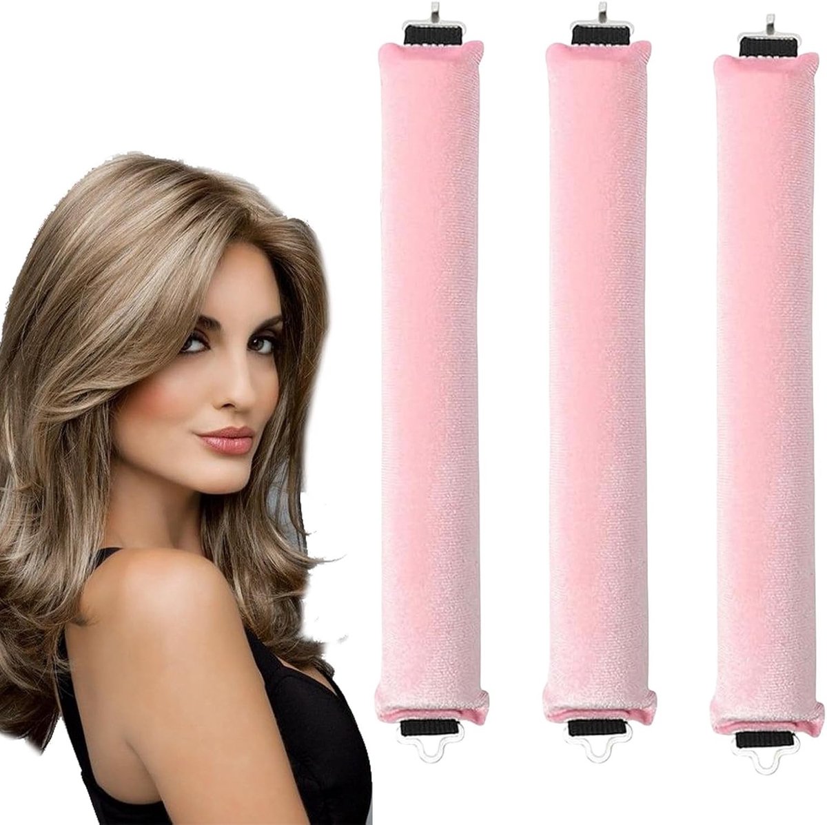 Set van 3 Warmtevrije Krulrollers voor Nachtelijke Krullen, Geschikt voor Lang Haar en Gemakkelijk in Gebruik
