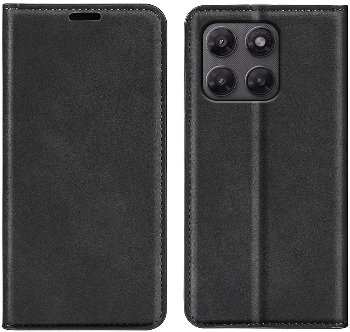 MobyDefend Hoesje - Geschikt voor Motorola Moto G37 / G47 - Luxe Wallet Bookcase (Magnetische Sluiting) - Zwart