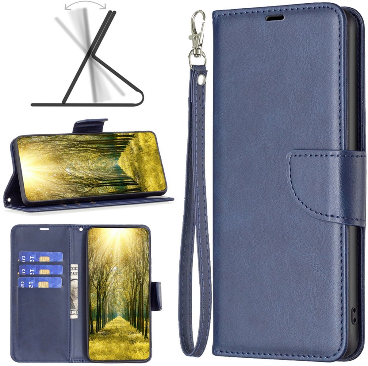 MobyDefend Hoesje - Geschikt voor Xiaomi 17T - Wallet Book Case Met Koord - Blauw