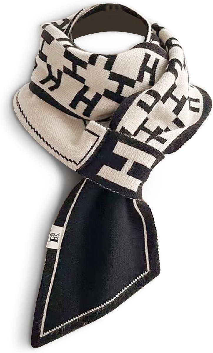 Dunne Gebreide Sjaal voor Dames met Ruitpatroon en Warme Kraag voor de Winter, Ideaal voor Casual en Formele Outfits