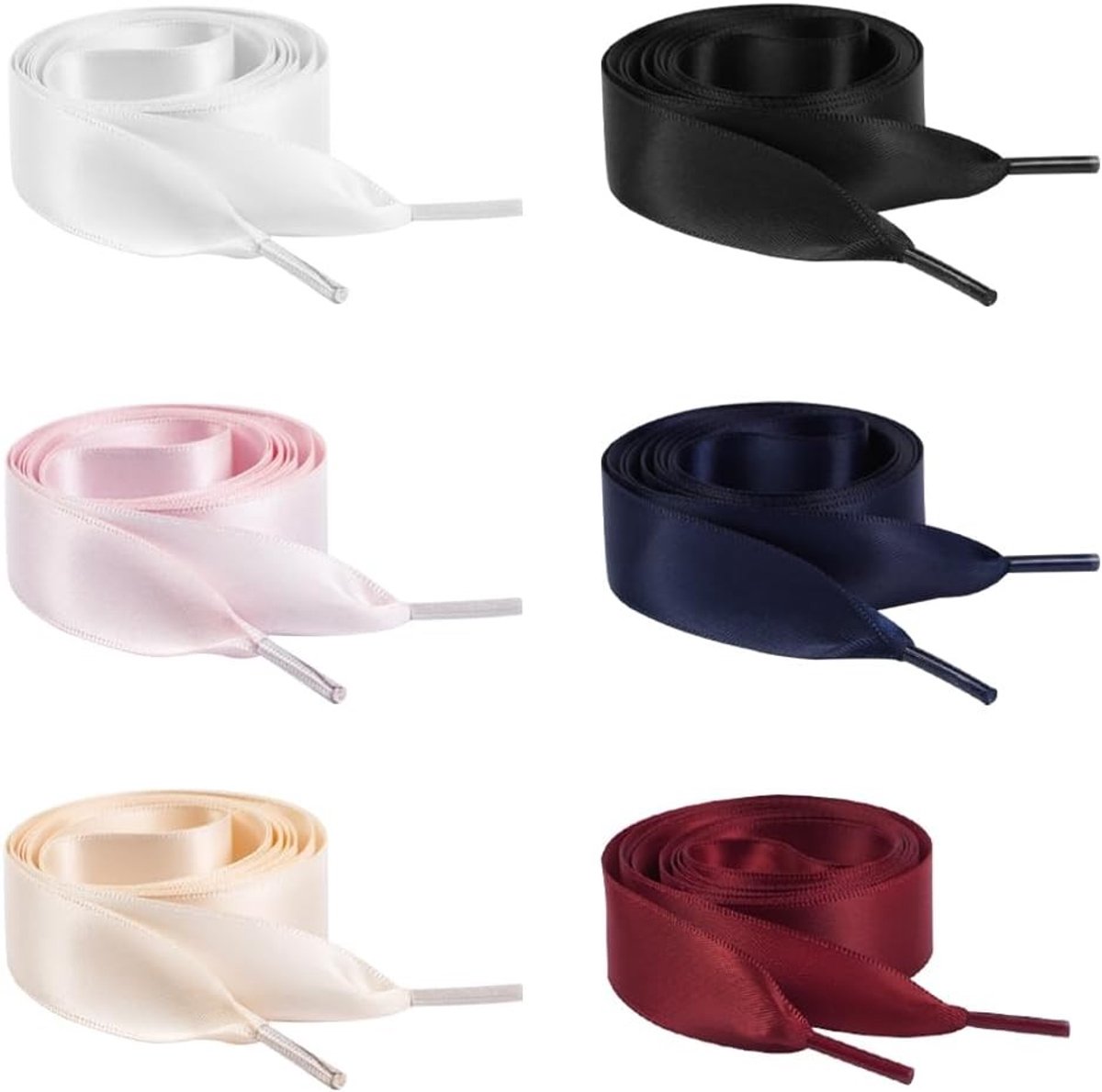 6 Paar Satijnen Veters 2cm Breed Plat Zacht Zijde Veters Multicolor Mode Veters voor Sportieve en Casual Schoenen