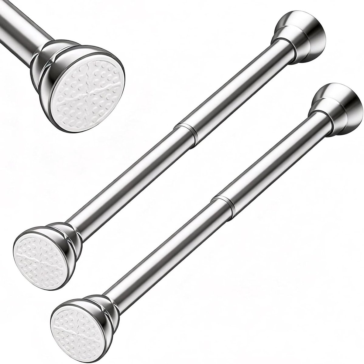 Uittrekbare Kledingstang zonder boren, 2 stuks - Telescopische Vorhangstang en Duschvorhangstang voor eenvoudige installatie (33-50cm)