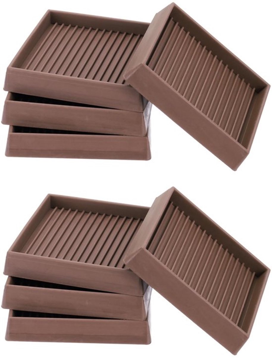 Rubber Meubelpads 7,5cm - 8 Stuks - Vierkant - Antislip - Bruin