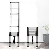 Telescoopladder Van 3,8 m, Uitschuifbare Ladder, Roestvrijstalen Ladder, Draagvermogen 150 kg