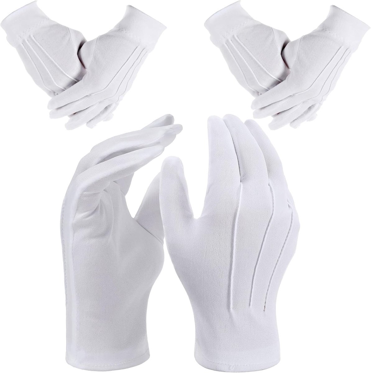 Dunne Witte Handschoenen voor Mannen en Vrouwen met Decoratieve Stiksels, Perfect voor Ceremonies, Parades en Formele Evenementen