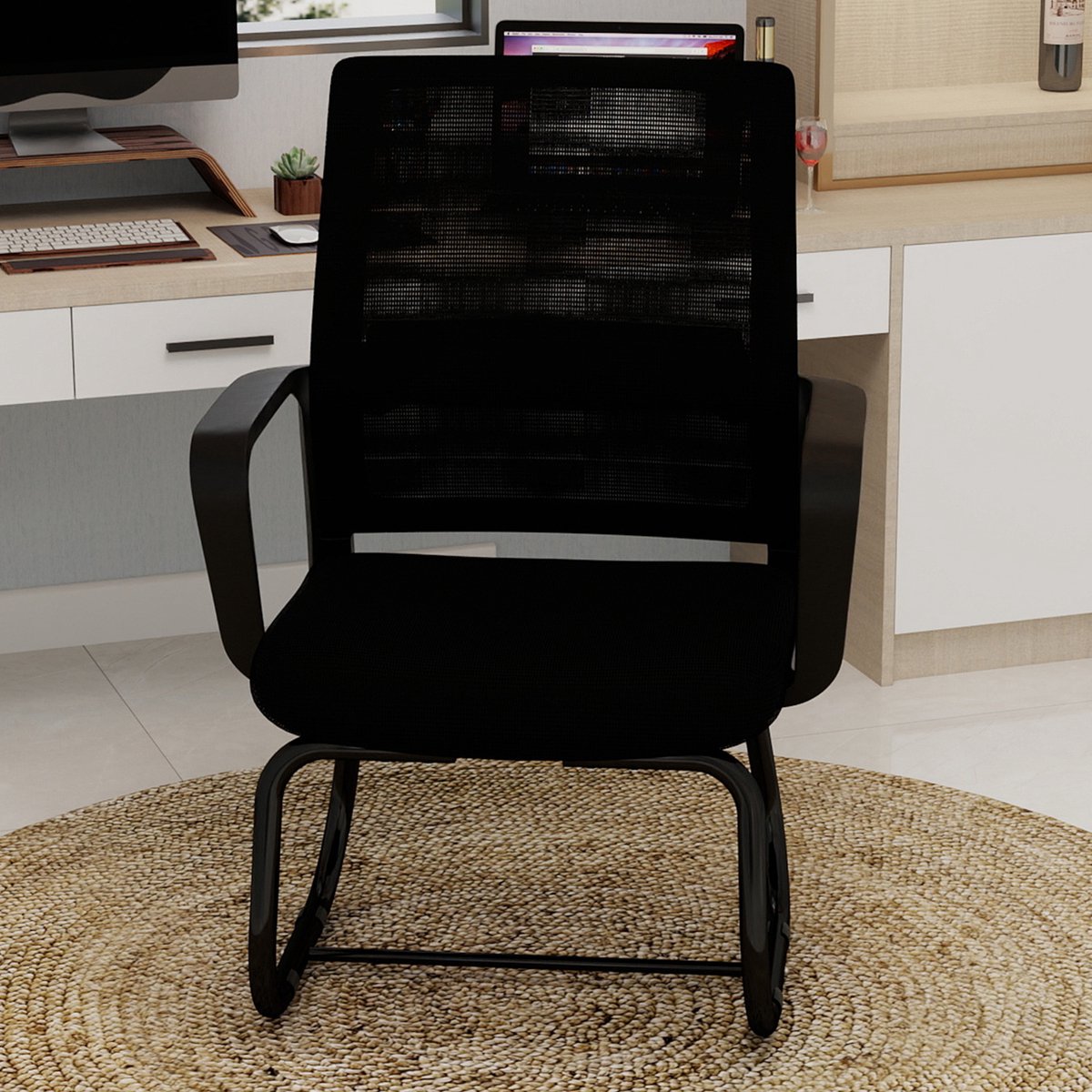 MODENUIT Bureaustoel 45 x 55 x 90 cm - Mesh Rugleuning - Kantoor En Woonkamer - Metaal - Zwart