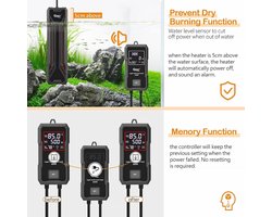 Aquarium Verwarmer voor Grote Vissen, Onderwater Verwarmingselement met LED en Digitale Display, Efficiënte Temperatuurregeling voor Aquaria