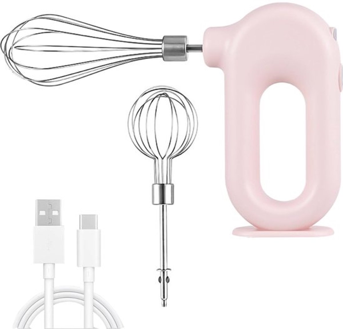 Draadloze Handmixer, Mini Elektrische Handmixer Huishoudelijke USB Oplaadbare Mini Eiklopper Handheld Eiklopper Elektrische Mixer Met 4 Snelheidsmodi(Roze)