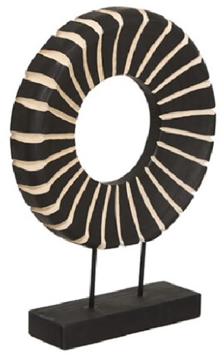 Houten raamdecoratie op voet - zwart/creme - 47 cm x 33 cm
