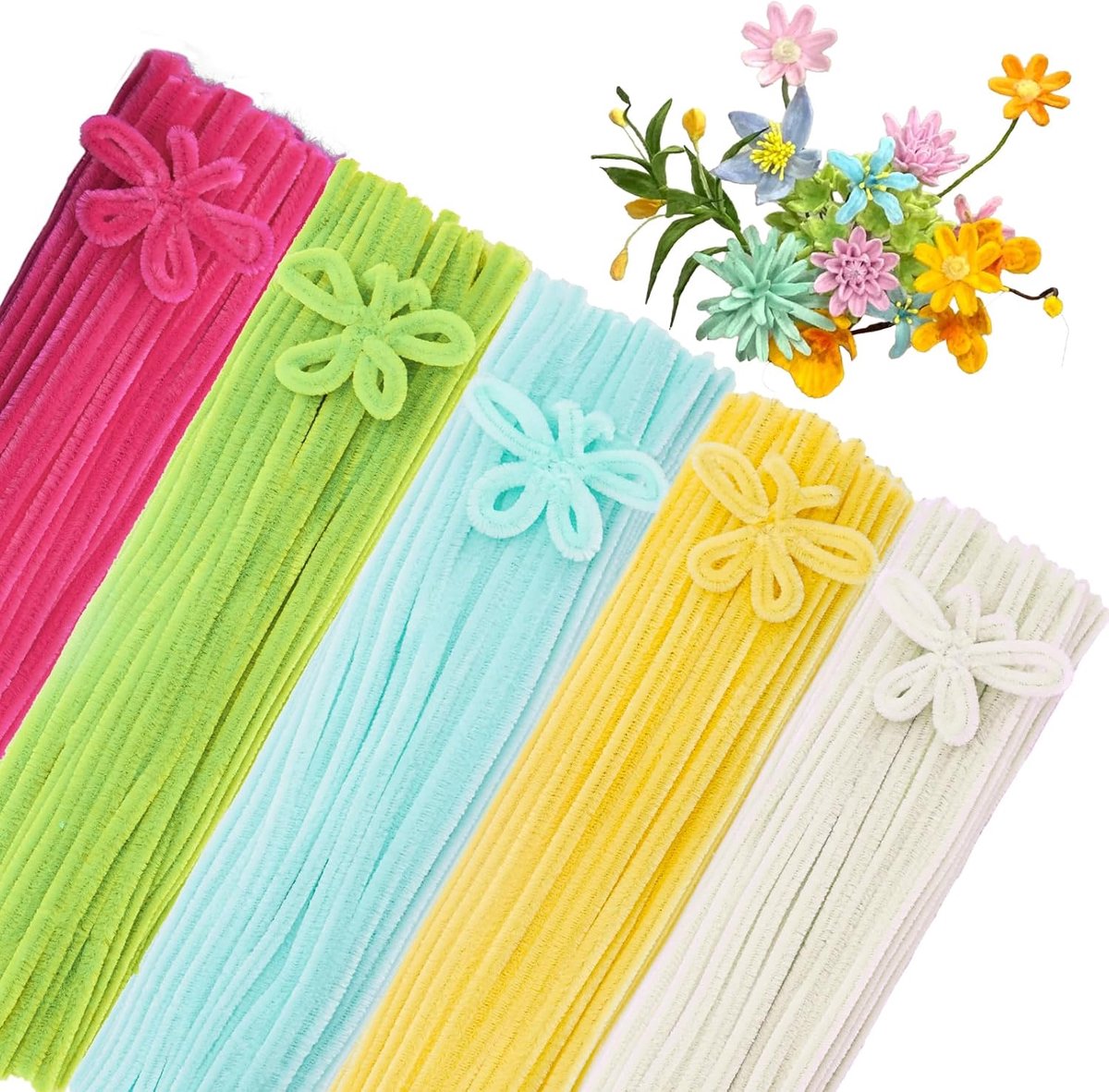 500 rietjes - 30 cm lang - Verspreidt niet gemakkelijk - Perfect voor zelfgemaakte boeketten - Voller en steviger - Ideaal voor het maken van boeketten, decoraties of cadeaus - Roze/Groen/Blauw/Geel/Beige - 30*0,6*0,6 cm