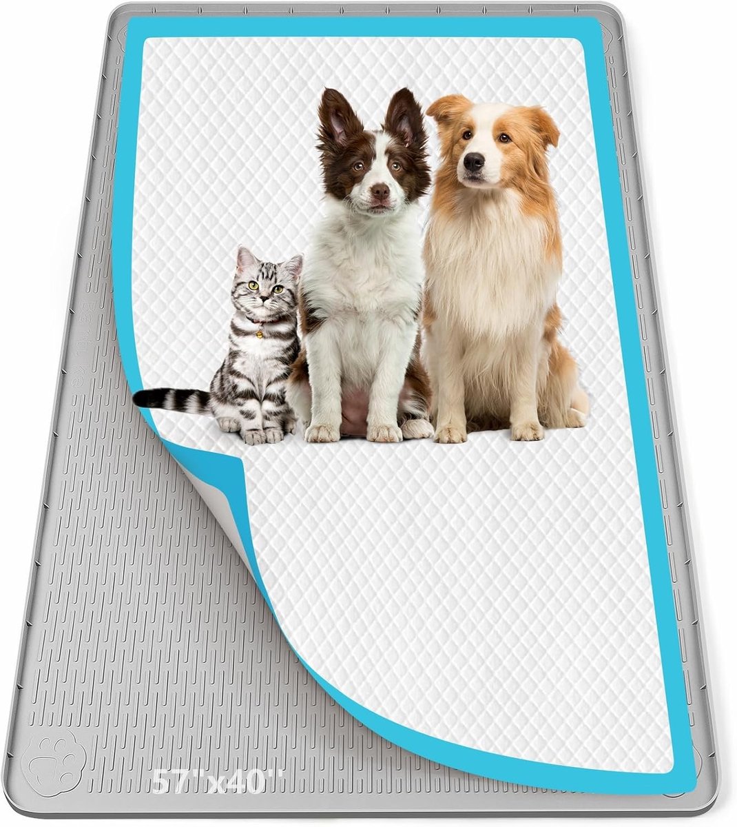 Silicone Urine Catcher Mat 145 x 101 cm voor Honden, Katten en Konijnen - Lekvrij, Ideaal voor Training en Vloerbescherming Thuis (Lichtgrijs)
