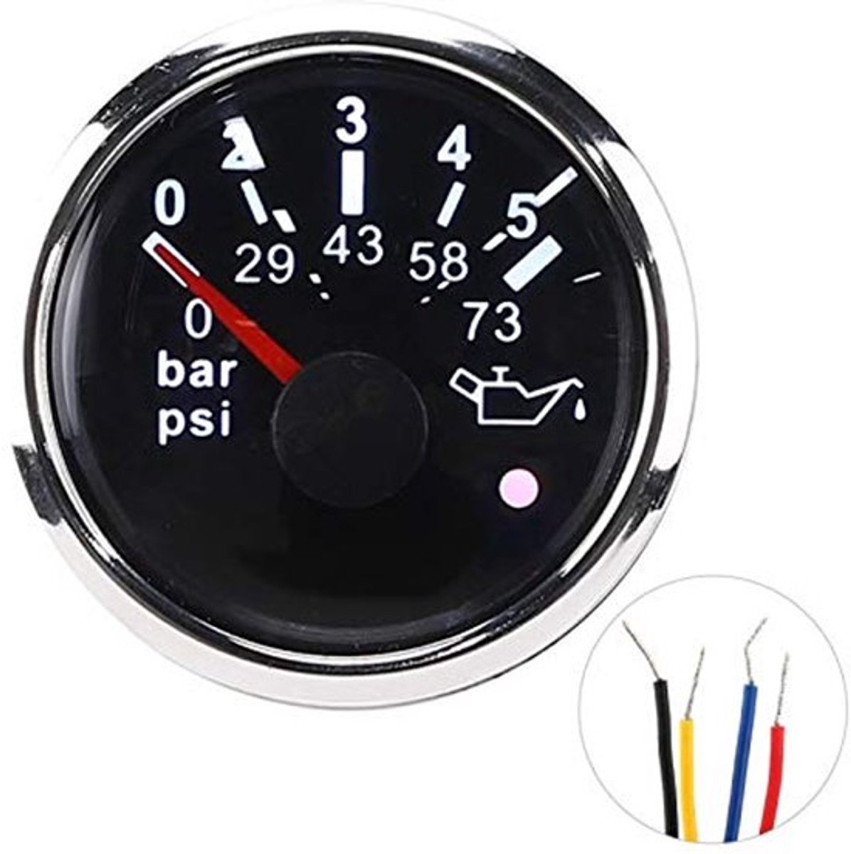 Oliedrukmeter 0-5 bar 0-73 psi RVS Oliedrukmeter Auto Schip Jacht Intelligent Alarm Oliedrukmeter (zwart)