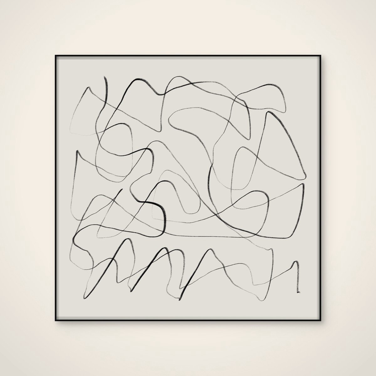 Akoestisch schilderij - 100 x 100 cm - Ready van Dan Hobday - Abstracte wanddecoratie - zwart textielframe