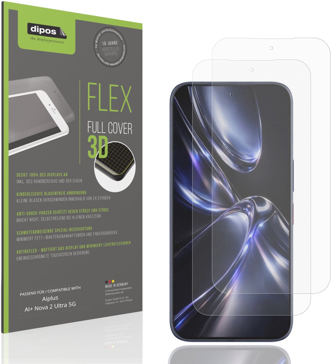 dipos FLEX – 2x Matte Screenprotector geschikt voor Aiplus AI+ Nova 2 Ultra 5G | Volledige Schermbescherming | Case-Friendly