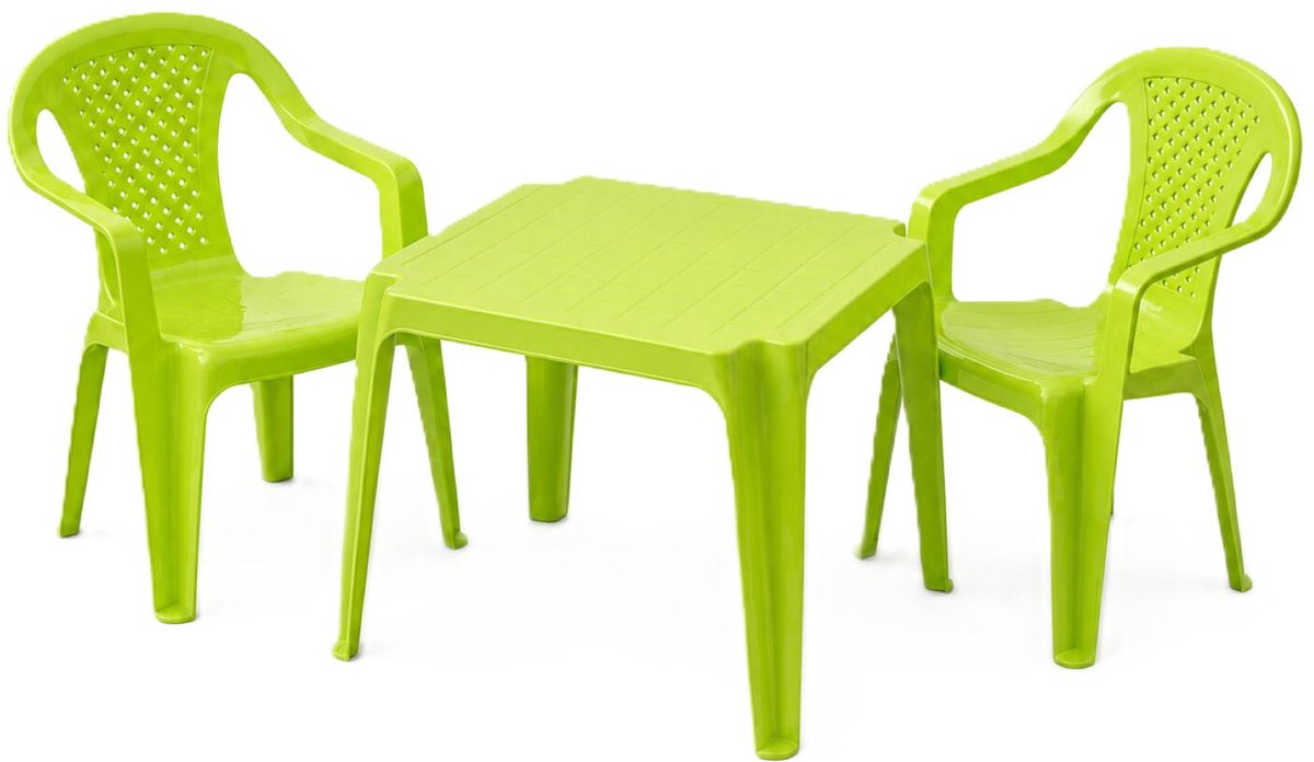 Pro garden kinder tuinset - groen - kunststof - kindertafel en stoeltje - binnen/buiten