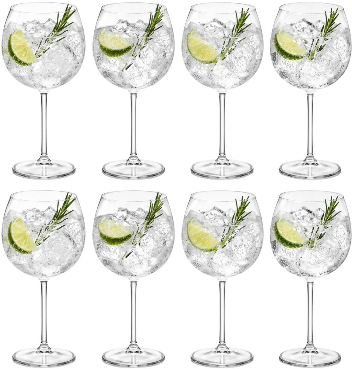 Leknes gintonic glazen - 8x - kunststof - 57 cl - onbreekbaar/herbruikbaar - cocktailglazen