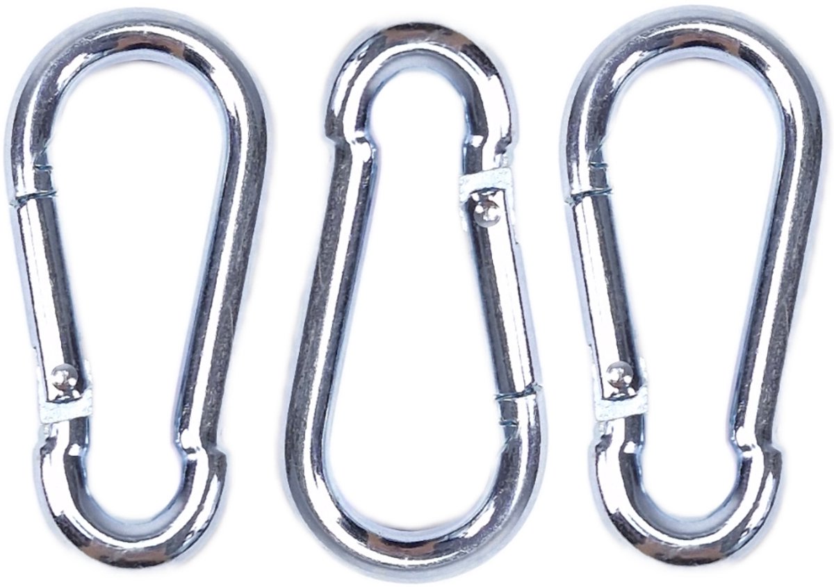 BCF-Products - Karabijnhaak - 10x100mm - 3 stuks - Verzinkt staal - Musketonhaak - Carabiner - Groot