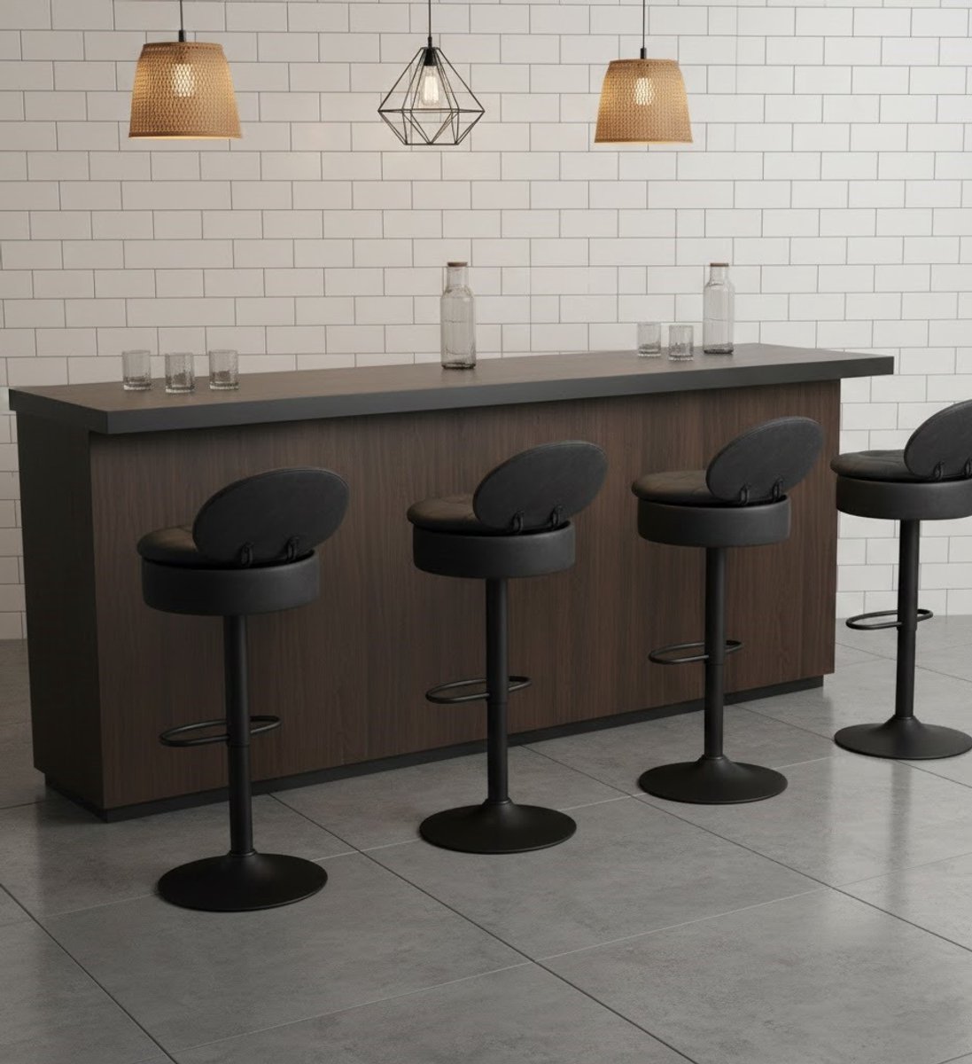 Design Barkrukken Set van 2 - Hoogteverstelbaar - 360° Draaibaar - Antraciet - Novihome