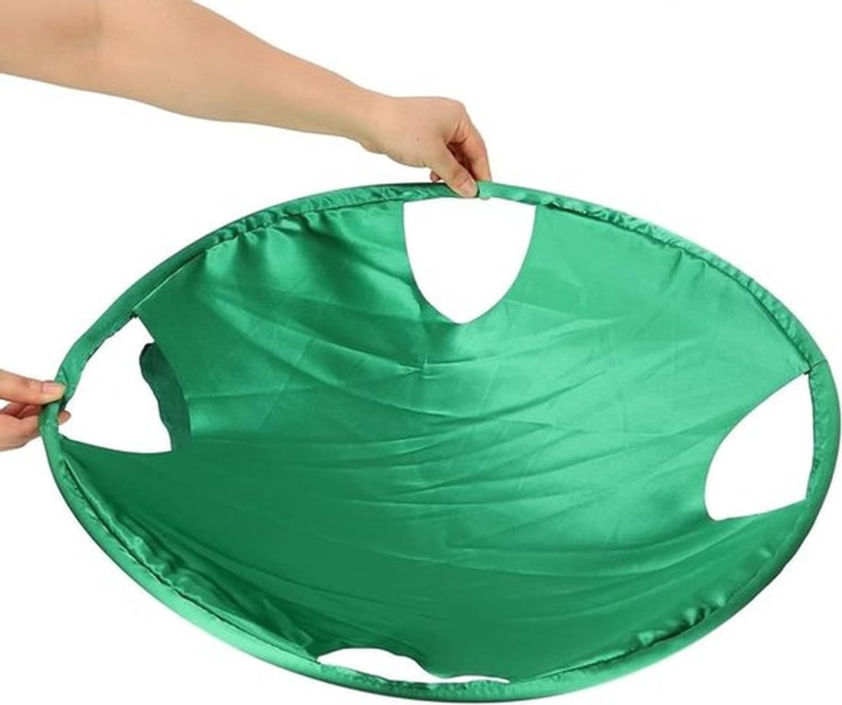 Ovale kinderschommel voor binnen en buiten - Verstelbare peuter schommelstoel - Veilig en stevig - Blauw met groene accenten - Inclusief ophangsysteem.