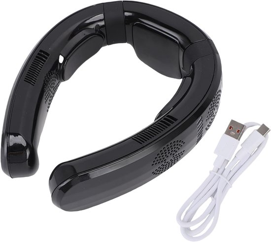 Draagbare Nekventilator - Persoonlijke Koeler - Comfort Onderweg - Koelen en Verwarmen - 10000 mAh Batterij - Glanzend Zwart — afbeelding 3
