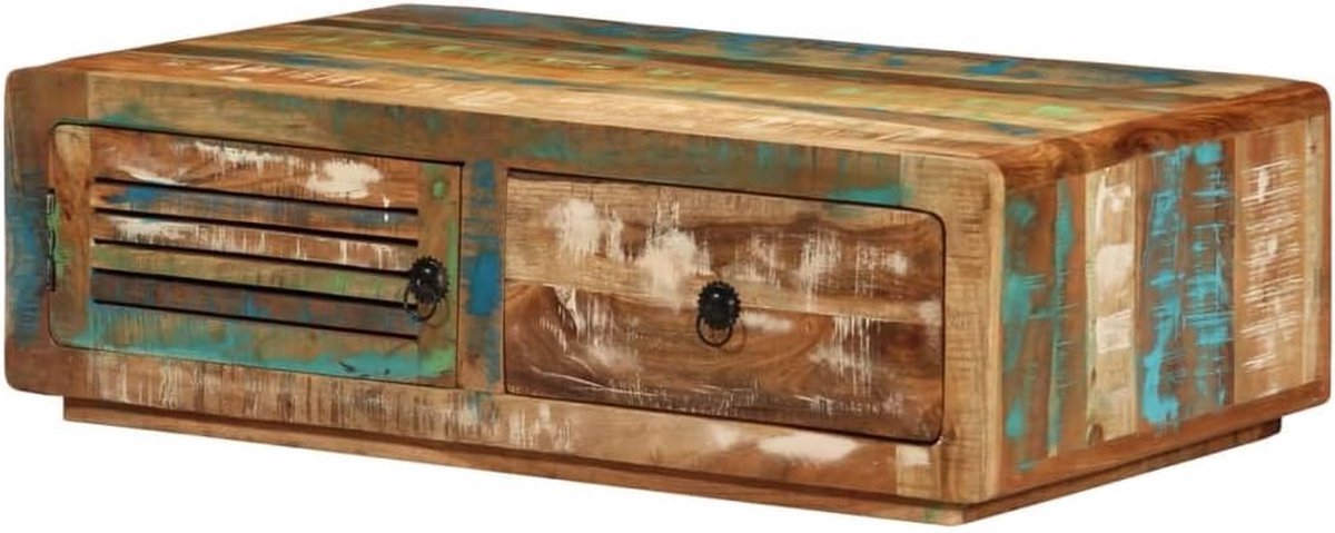 Koffietafel Hout - Salontafel Bijzettafel - Woonkamer Inrichten - Gemaakt Van Gerecycled Hout - 89x55x29cm - Niet Gespecificeerd