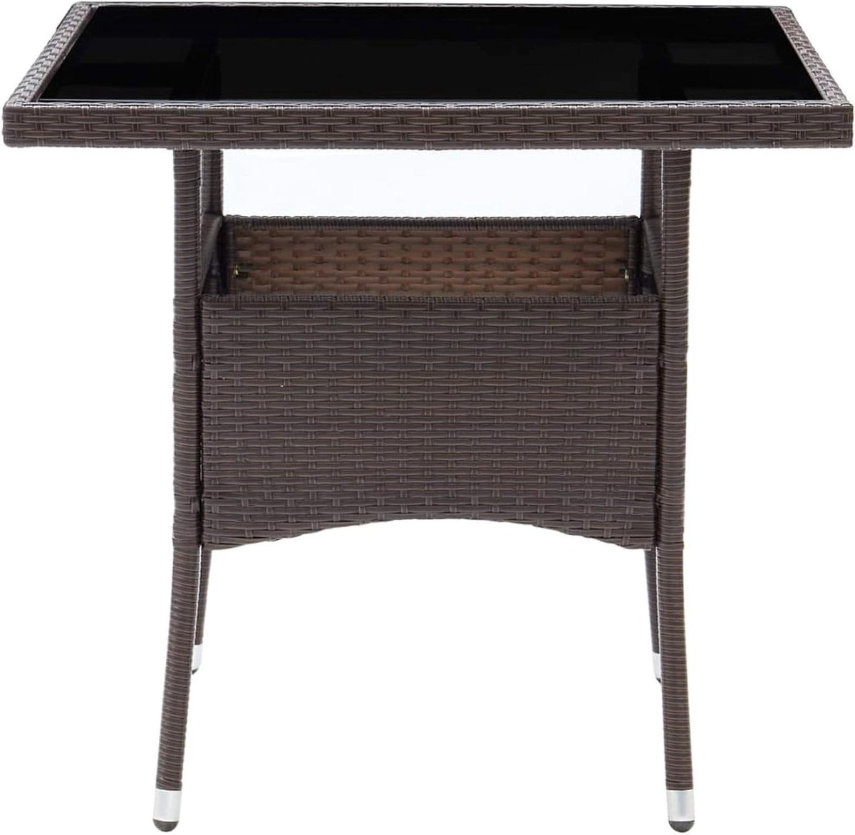 Tuineettafel - Terrastafel Balkontafel - Buiten Dineren - Gepoedercoat Stalen Frame - 80 x 80 x 75 cm - Bruin Zwart