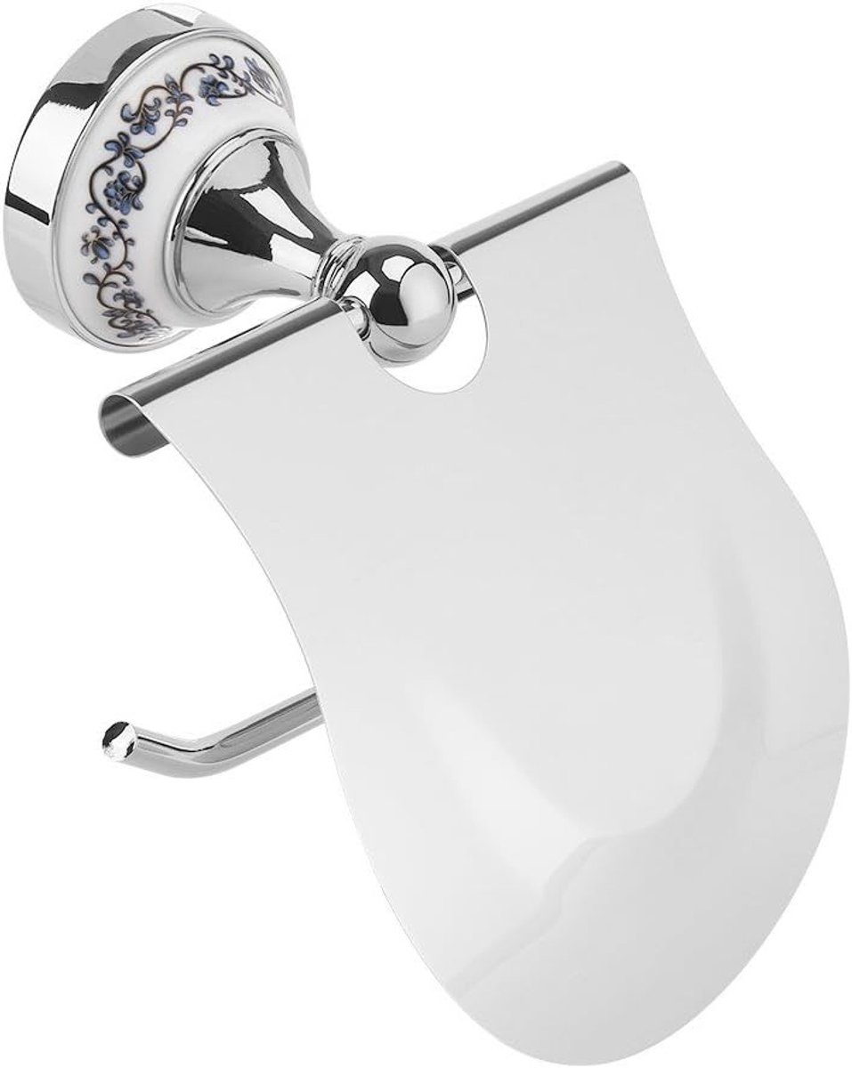 Vintage Toiletpapierhouder voor Badkamer - Wandmontage, Ornamentaal Design, Chroom Afwerking, Geschikt voor Toiletrollen