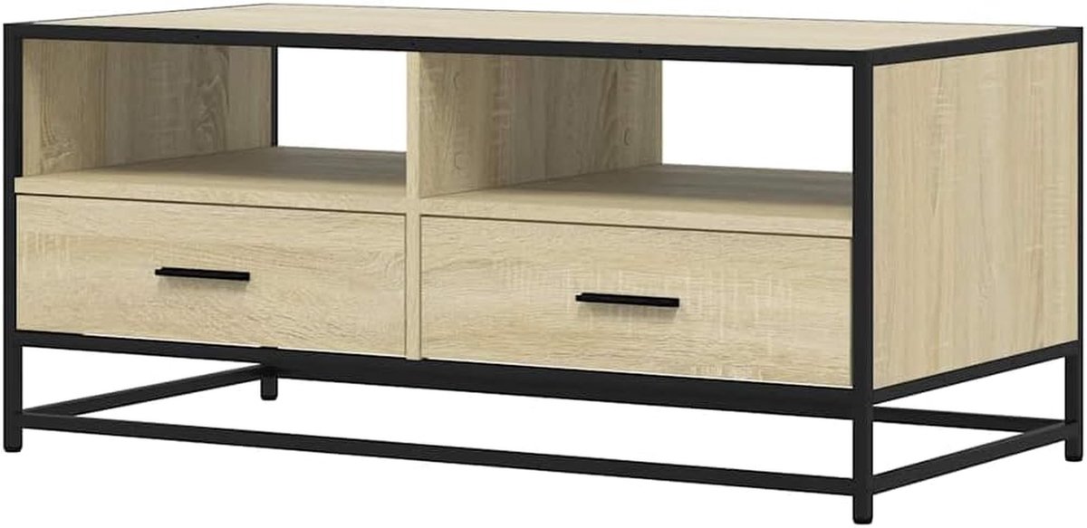 Salontafel - Koffietafel Bijzettafel - Woonkamer Inrichten - Industriële Stijl - 100 x 50 x 45 cm - Sonoma eiken