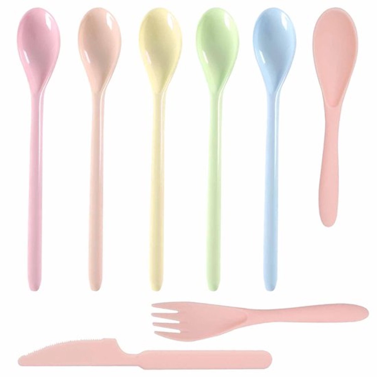 5 stuks lepels met lange handgreep en set plastic bestek kleur lepel plastic lepel kleurrijke plastic lepel theelepel mochal lepel serveerlepel koffielepel dessertlepel lange eierlepel