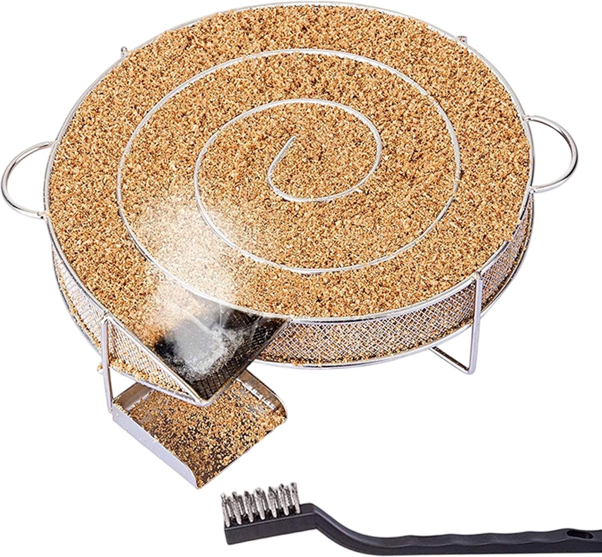 Ronde rookmand van 304 roestvrij staal – voor rookoven en barbecue – met reinigingsborstel – 1 set