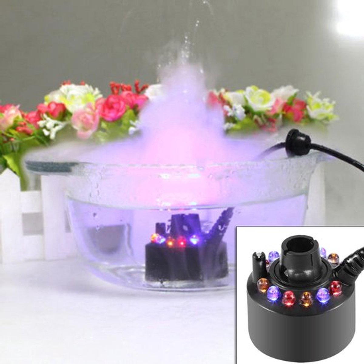 Lange Levensduur Waterfontein Mist Maker met Voedingsadapter Mist Maker Verbluffend Misteffect Luchtbevochtiger gemakkelijk Te Gebruiken voor Aquarium Binnen en Buiten