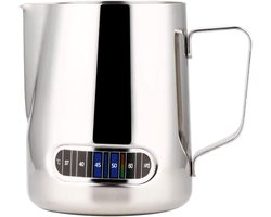 Roestvrijstalen melkschuimkan 600 ml met thermometer voor perfecte koffiekunst en ambachtelijk schuim