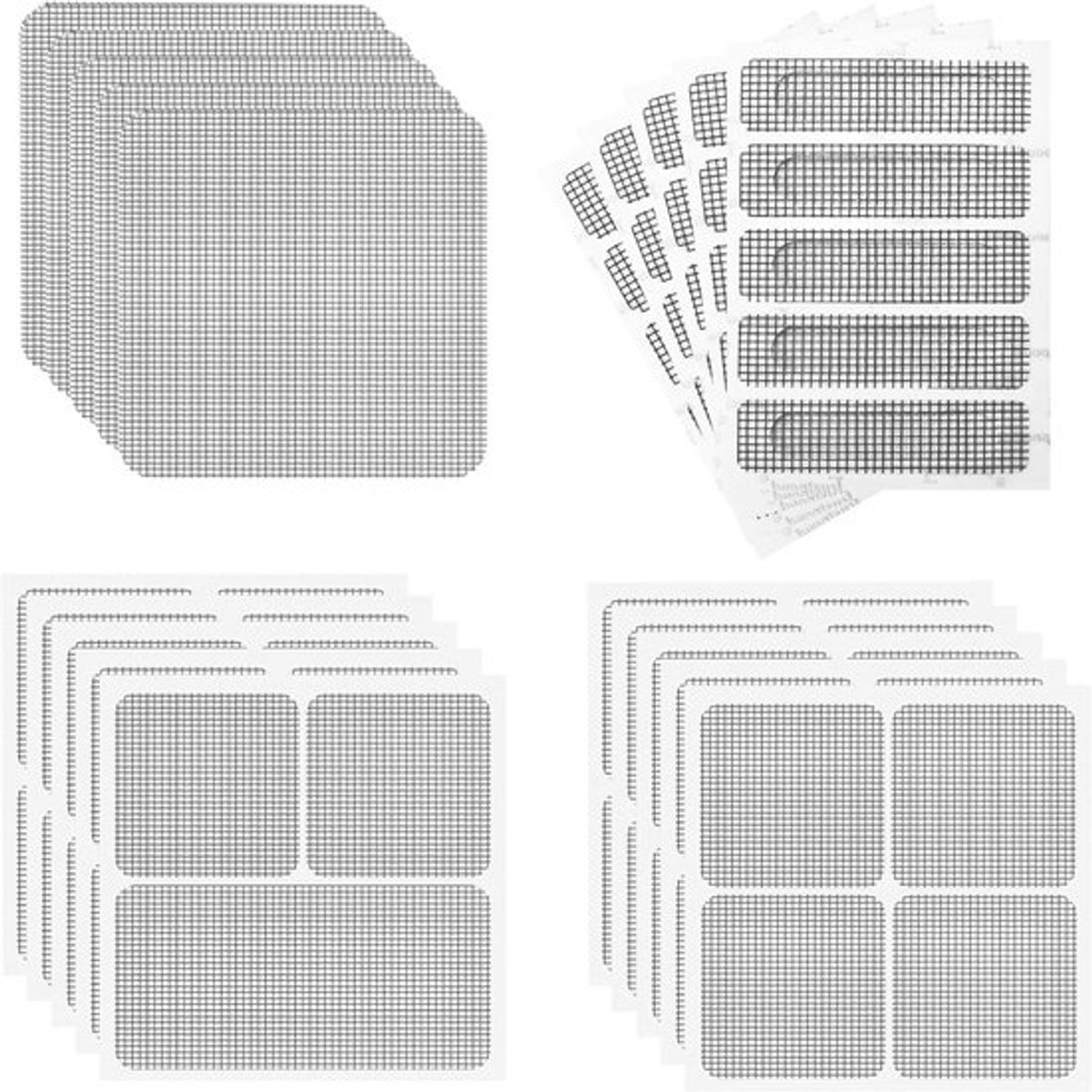 Vliegengaas Reparatieset - 65 stuks, 4 maten gaasreparatieband, insectenbescherming voor ramen en deuren