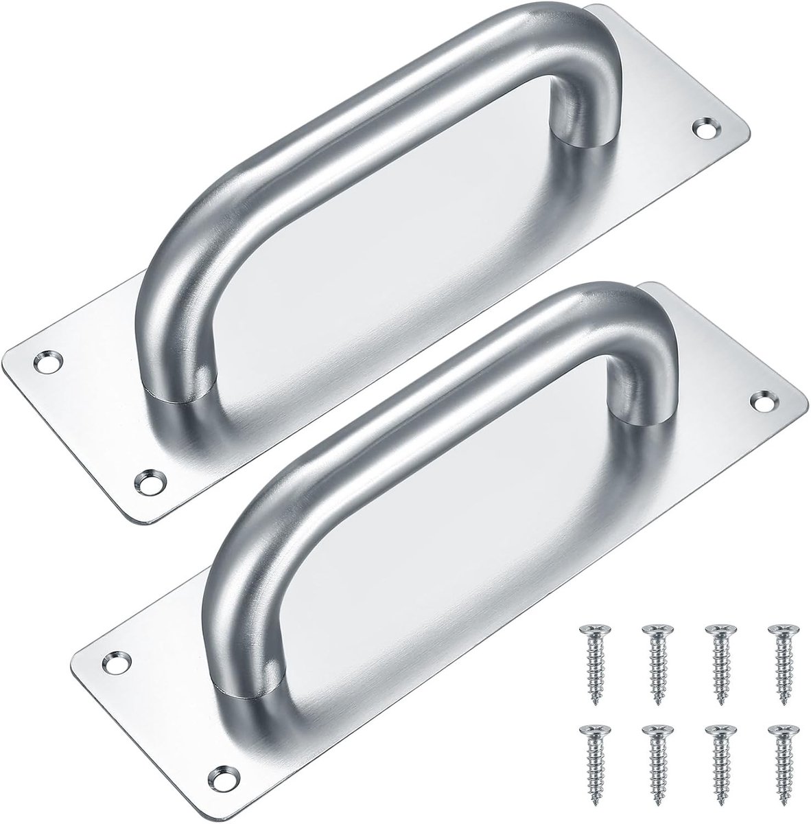 Robuuste RVS Deurhandgrepen voor Schuifdeuren met Achterplaat, Ideaal voor Toiletten, Kasten en Tuindeuren (200 x 65 mm), Zilver, Duurzaam en Stijlvol