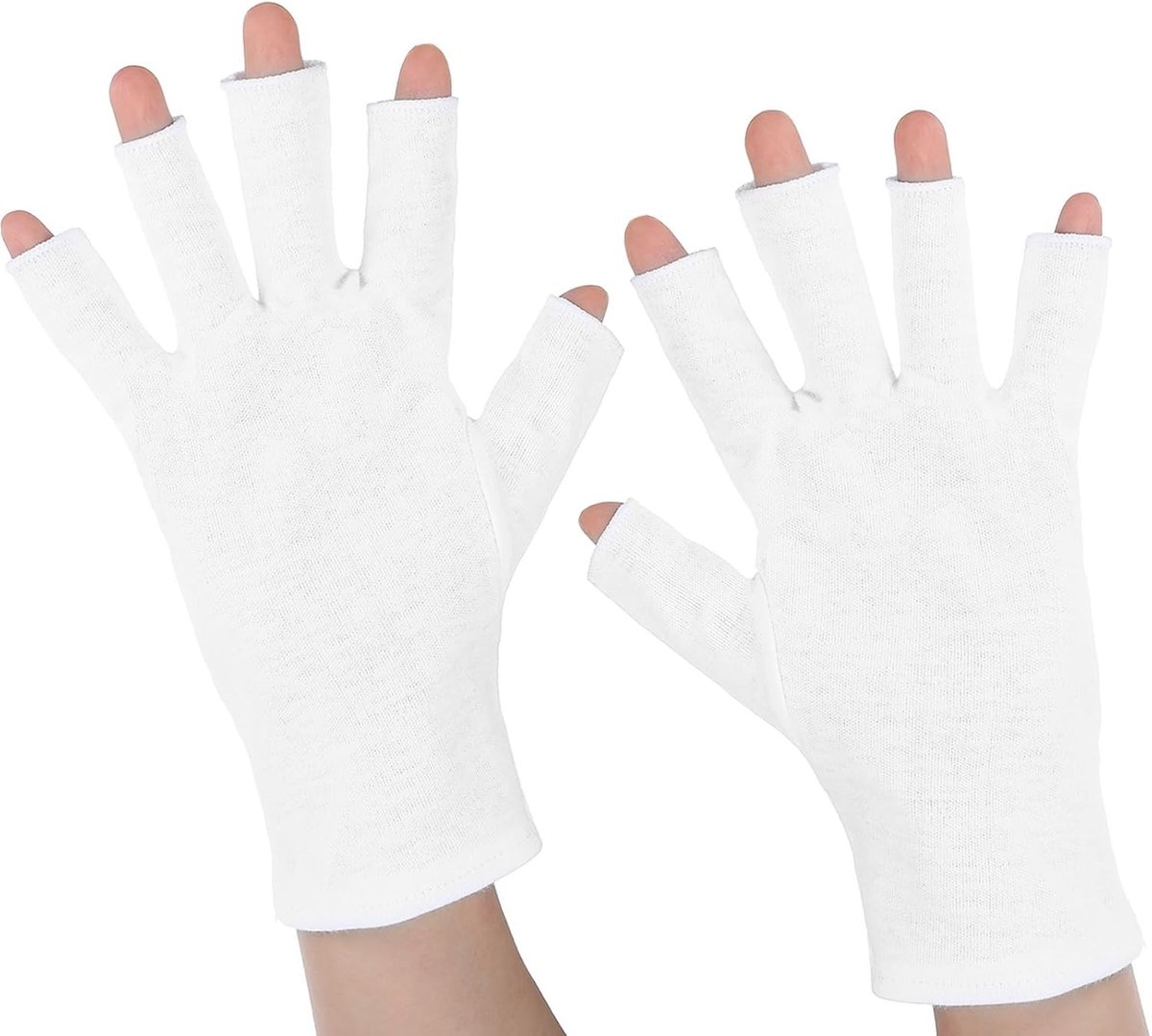 Vingerloze katoenen handschoenen voor dames en heren, ideaal voor typen, autorijden en huidverzorging, 2 paar in wit