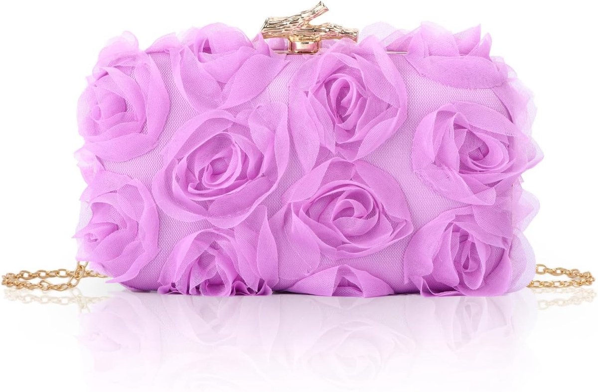 Elegante Clutch voor Dames met Kanten Bloem en Schouderband voor Avondgelegenheden en Feestjes
