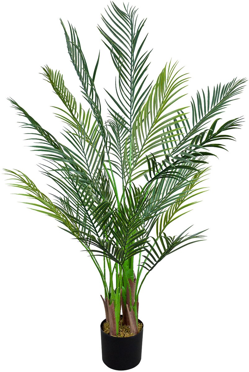 Grote kunstpalm, realistische plastic plant, arecapalm, 140 cm hoog, balkondecoratie, Decovego