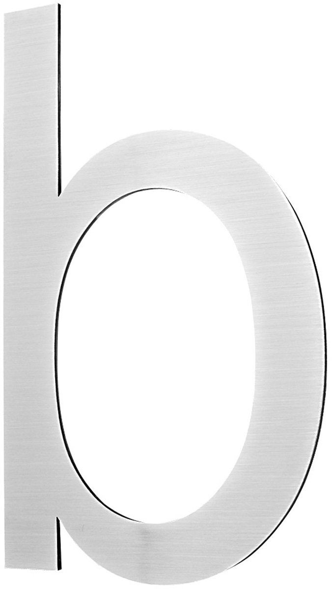 Roestvrijstalen Huisnummer – Groot Huisnummer & Letter 'b' – Geborsteld 2D-Huisnummerplaatje Lettertype Arial, V2Aox