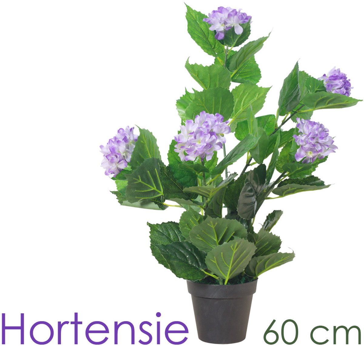 Kunstmatige Valse Hortensia Plant Bloem Decoratie Bininnen 60cm Paarse Lila Paarsbloeiend DECOVEGO