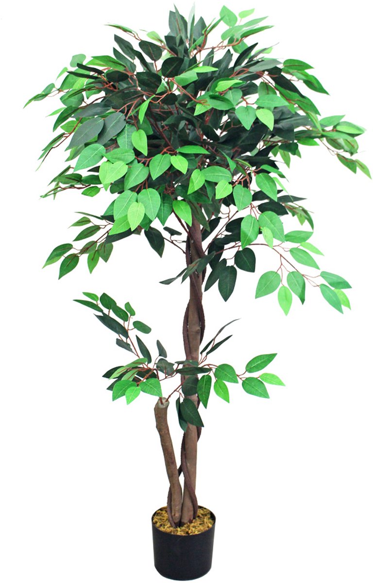 Valse Kunstmatige Plant Ficus Benjamin Echt Hout Decoratie 120cm DEGOVEGO