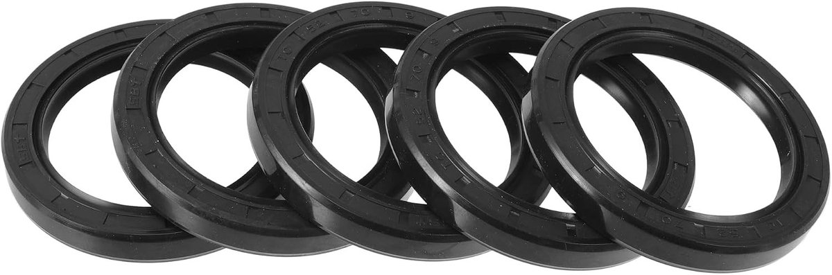 Dubbele Lip Olieafdichting 52X70X9mm met Roterende Veerstalen Afdichtingsring - Hoge Druk Rubber NBR, Set van 5 Stuks voor Betrouwbare Sluitingen en Langdurige Prestaties