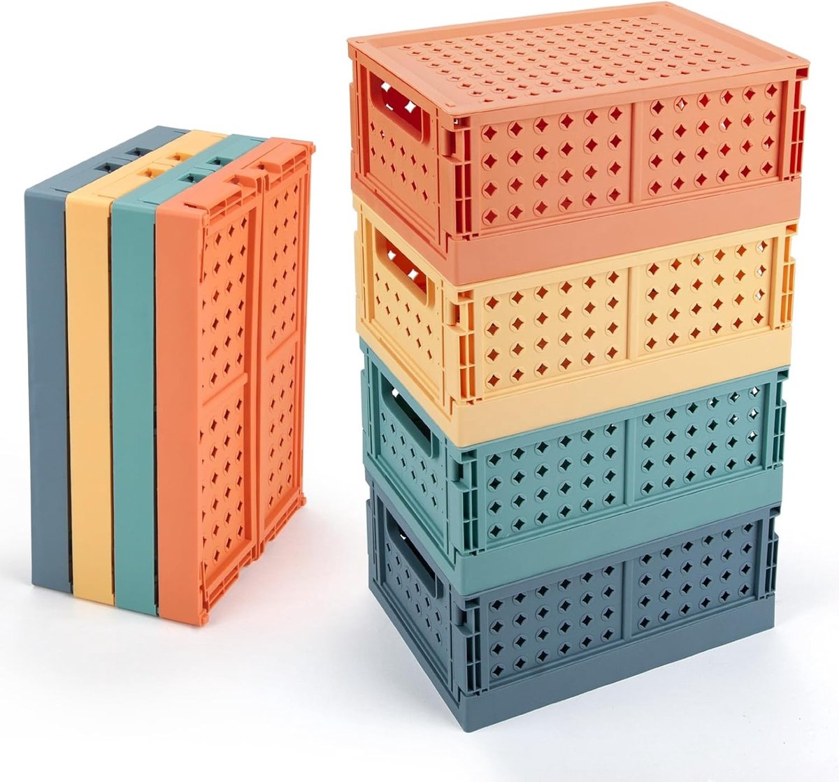 Vouwbare Opbergdoos met Deksel 24 x 16 x 10 cm | Ruimtebesparend, Compact en Ideaal voor Thuis en Boodschappen
