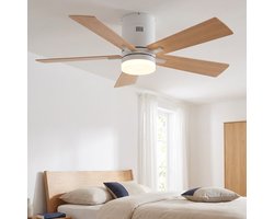 Plafondventilator met lamp - Diameter 106.6 cm - 6 snelheden & 3 kleuren - omkeerbare motor en stil - modern - Licht eiken