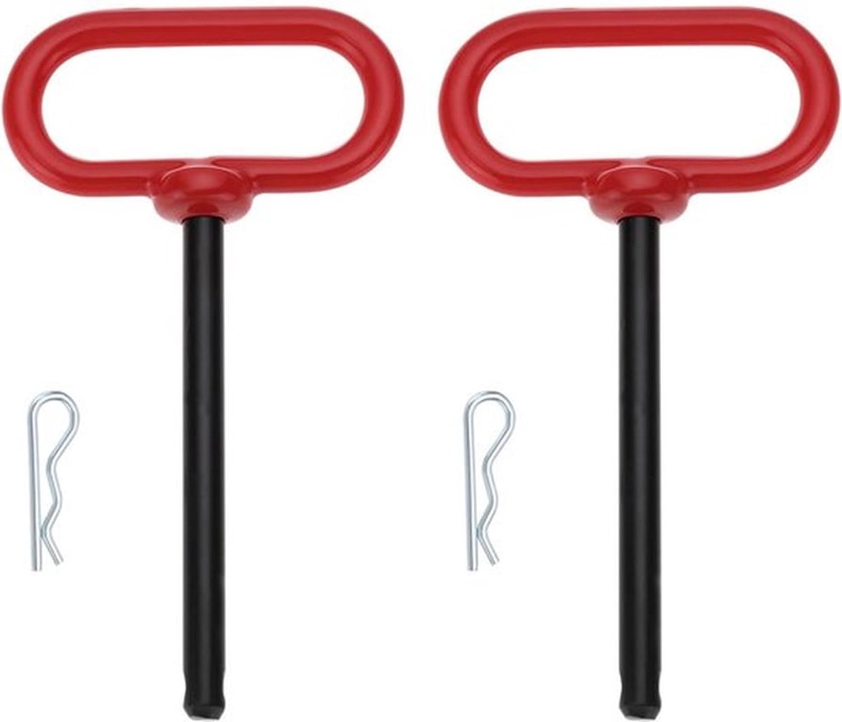 2 sets trekhaak, trekstang, pen en clip, 3/8 x 4 inch, trekstangpennen voor grasmaaier, aanhanger, trekker (16,8 x 9,5 cm)