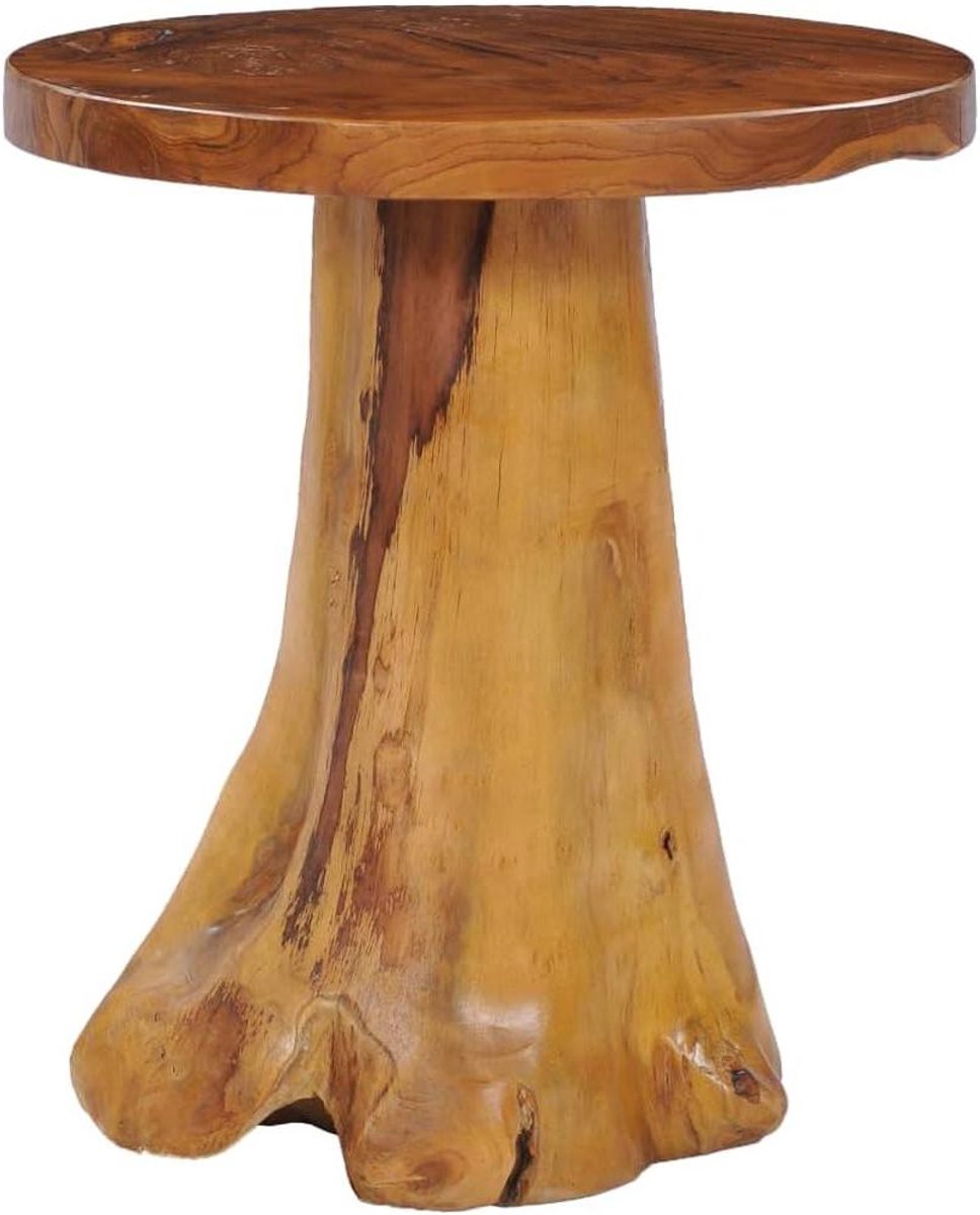 Salontafel Teakhout - Bijzettafel Rond - Woonkamer Decoratie - Uniek Wortel Design - 40x40 cm - Bruin